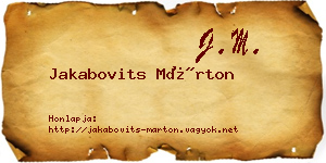 Jakabovits Márton névjegykártya